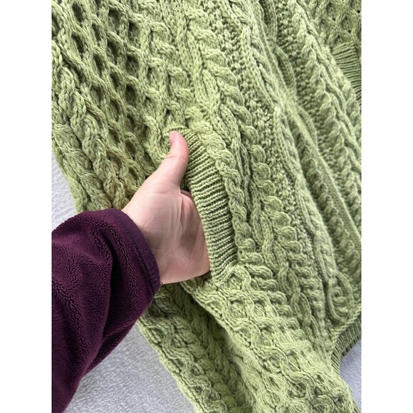Aran Crafts Ireland Merino Wool Long Cardigan Sweater Size S Chunky Knit Green - Picture 5 of 9